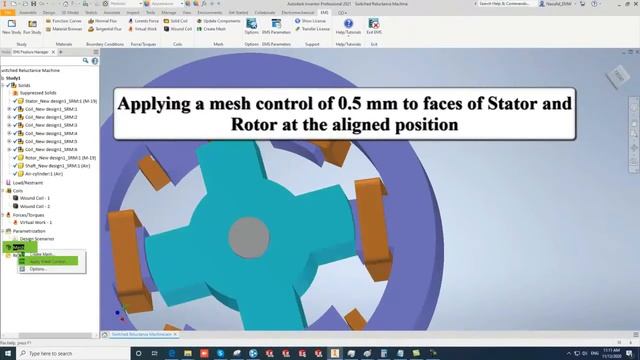 Electromagnetic Torque Calculation of a Switched Reluctance Motor Using EMS inside Autodesk Invento