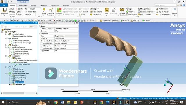 ANSYS simulacion de cortador tipo fresadora