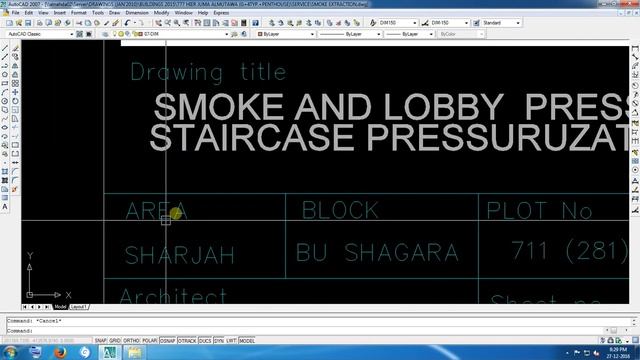 M.E.P. Drawing For SMOKE EXTRACTION layout 2D auto CAD of UAE in Building line.Sample