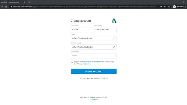 01   Criando conta na Autodesk