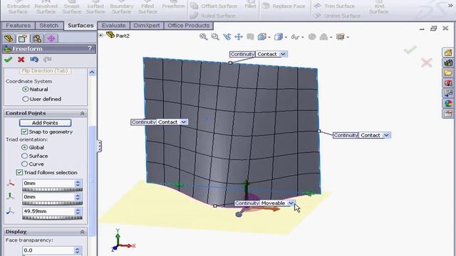 99  SOLIDWORKS Surface Design (  Free Form Tool )