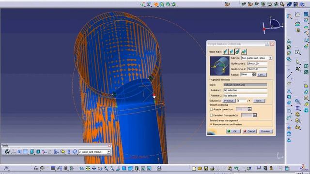 Sweep Surface Circle two guides and radius