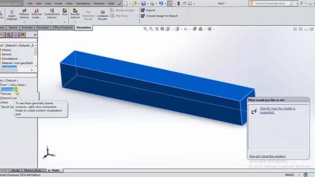 Run Simple Static Analysis in SolidWorks Simulation