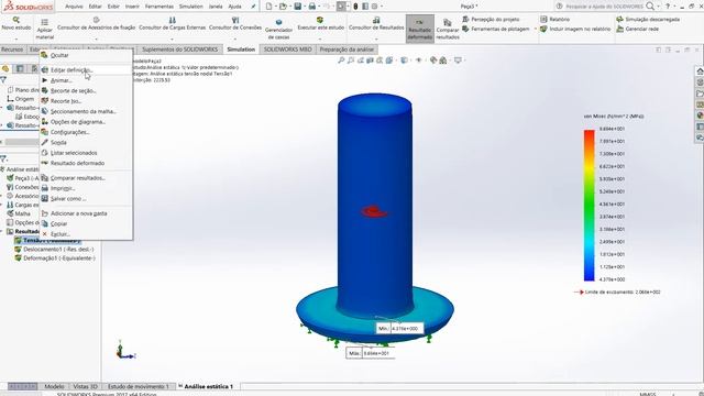 Aula 240 - DVD SIMULATION - Analise de Força Centrifuga - Solidworks - Marcelo Pereira