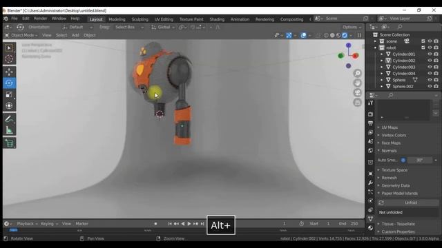 blender 3.0  toon  robot  modeling, rigging, animation