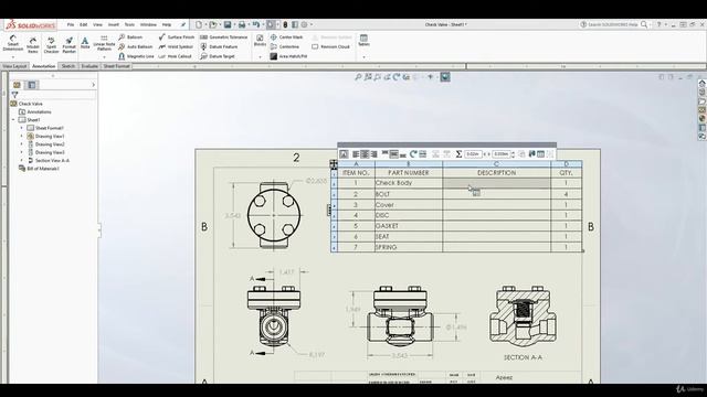 SolidWorks Drawings Part - 15  Bill of Material