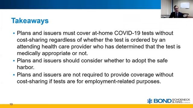 COVID Overview, Group Health Plan Coverage of OTC COVID Testing and Data Privacy