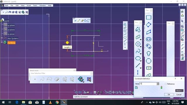 #4 - CATIA Beginner Tutorial: Line tool vs profile tool