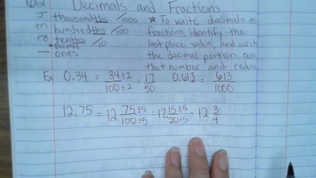 Decimals and Fractions Pg 62