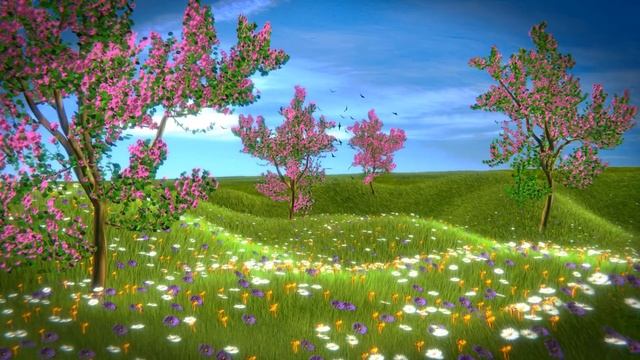 Blender 3D - Birds among Flowers - Particle System (Pássaros entre Flores - Sistema de Partículas)