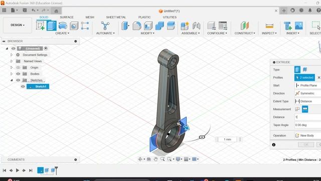 Design of connecting Rod using Fusion360.