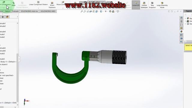 Design and Assembly drawing of micrometer screw gauge in Solidworks.