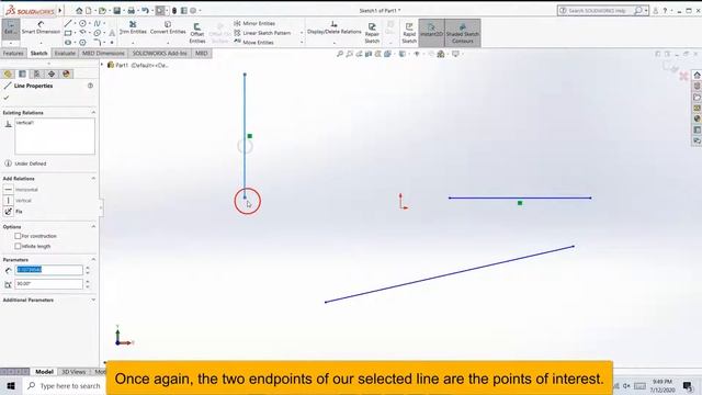 Intro to SOLIDWORKS: Simple Relations  in 2D - Horizontal, Vertical, Merge and Midpoint