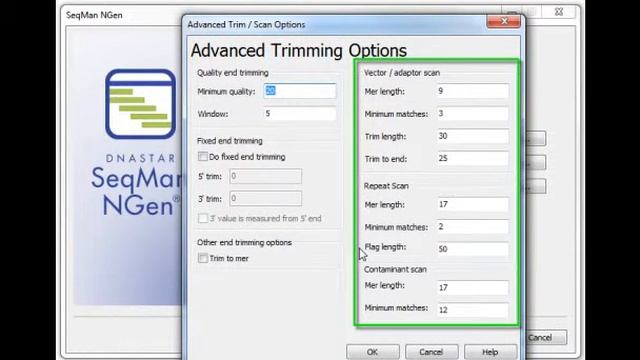 DNASTAR - SeqMan NGen Assembly Parameters