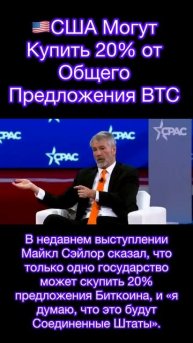 🇺🇸США Могут Купить 20% от Общего Предложения BTC