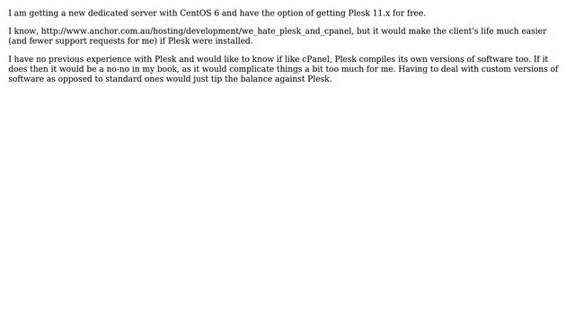 DevOps & SysAdmins: Does Plesk compile its own versions of software like cPanel?
