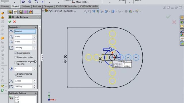 HOW TO MAKE CIRCULAR PATTERN HOLES IN SOLIDWORKS 2019 tutorial