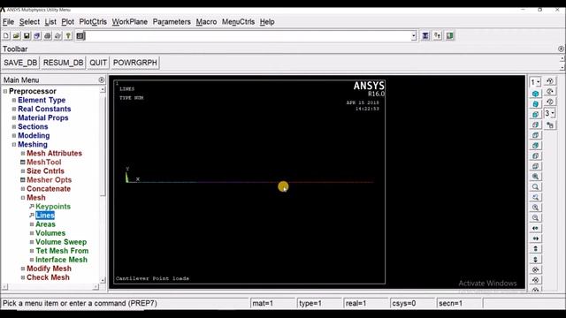 Analysis on Cantilever beam subjected to point loads | Ansys apdl (shear stress and bending moment)