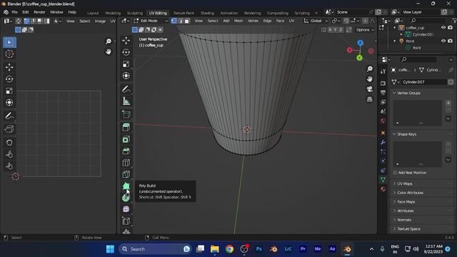 How to Move a Vertex Using Poly Build Tool in UV Workspace Blender [easy]