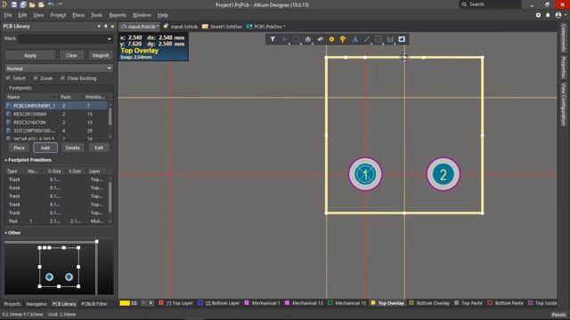 5-شرح altium designer انشاء مكونات footprint من داخل البرنامج Create Component الجزء التاني