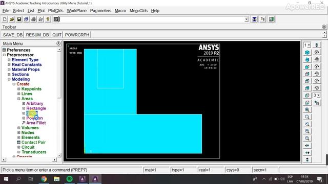 Tutorial 1. Ansys 2019-20