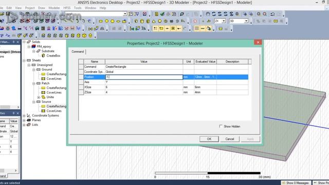 HFSS - Rectangular Microstrip Patch Antenna design using Edge Feeding