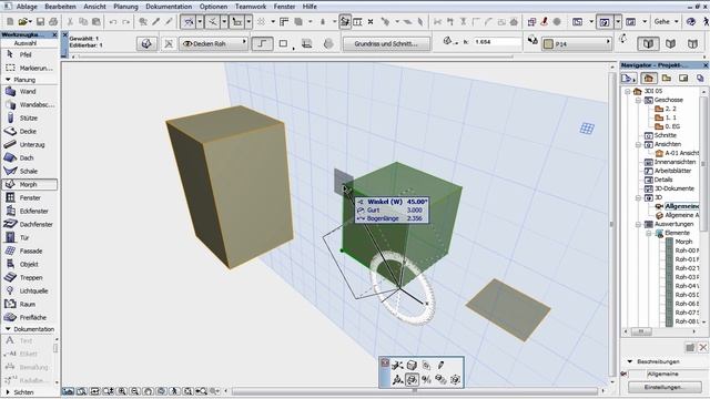 ArchiCAD 16 - 3D-Interaktionen - 10 - Rückmeldung bei der Operation Drehen und Freies Drehen