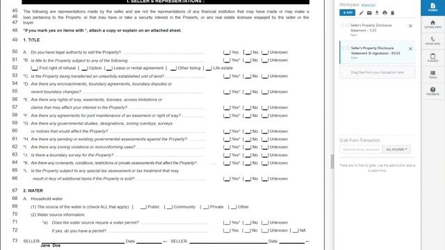 ZipForms: SPDS How To E-Sign Seller's Property Discloser Statement