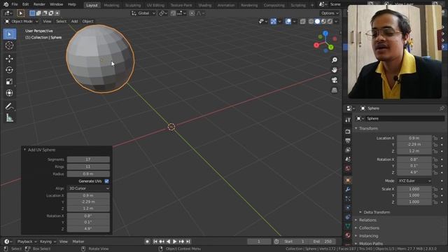 Blender Tutorial UV Sphere Hindi