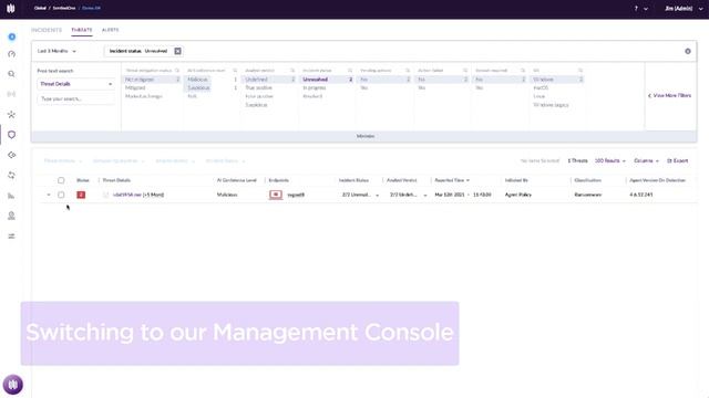 SentinelOne VS DearCry Ransomware (Exploits Microsoft Hafnium Exchange Vulnerabilities) Detect Mode