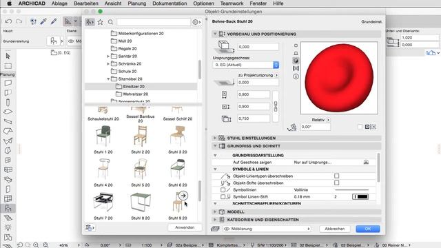 ARCHICAD 20 - Objekteinstellungen - Objekt verwenden