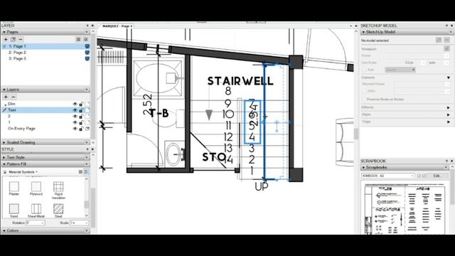 Sketchup Layout 6 - Using Pattern Fill and Stair Labels