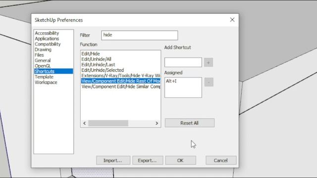 How to add Unique shortcuts to sketchUp Model