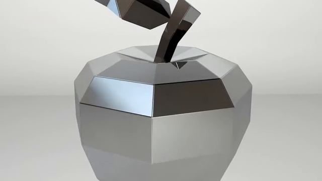 Template for DIY metal sculpture, Pattern of Apple low poly model in DXF and PDF Format Blueprints