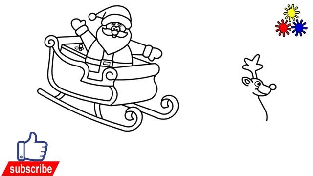 How To Draw Santa Claus Sleigh, Christmas Scenery Drawings Pictures Easy | Jolly Toy Art
