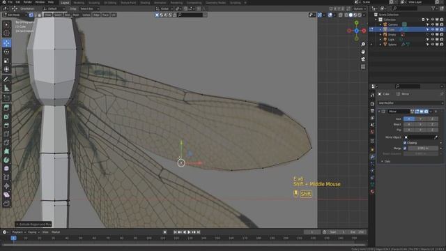 Low Poly Dragon Fly modeling in Blender