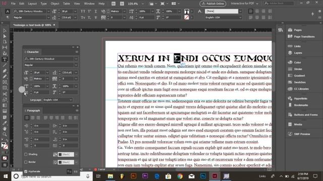 Paragraph & Character tools basic knowledge in indesign hindi