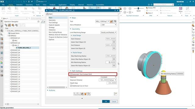 Nowości NX CAM 2312 - Turn Milling enhancements