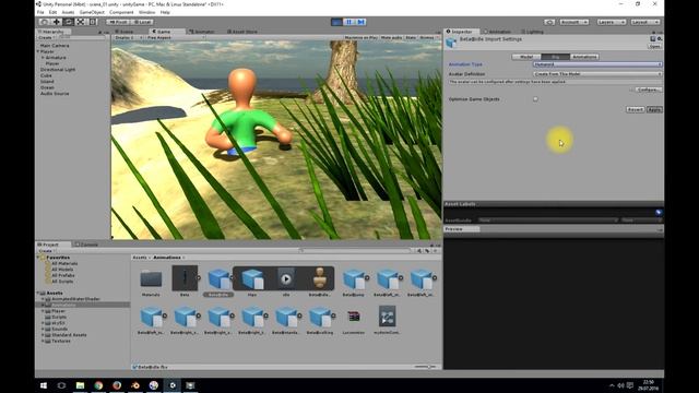 Create a player for the island - blender to unity Vers. 5.3.5 - basic modeling rigging animation