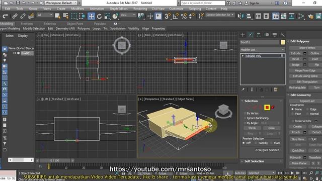 Tutorial Membuat Pesawat Sederhana dengan Fungsi Inset dan Bevel di 3ds Max 2017 - Mr. Santos