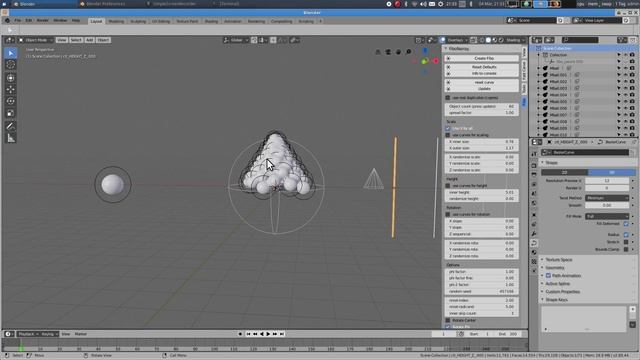 make a fibonacci seashell using metaballs -- with fibonarray addon -- blender 2.8