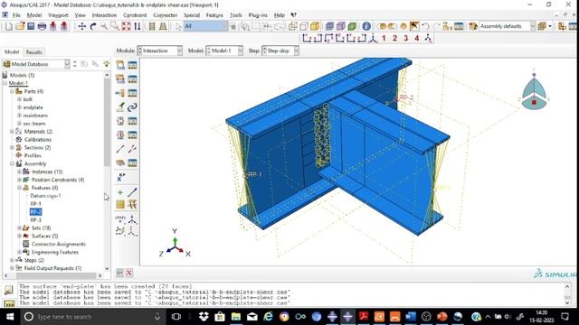 Abaqus tutorial - 15:  Analysis of beam-beam end plate shear connection