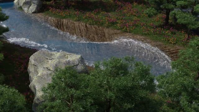 Blender Flip Fluids - River with vegetation