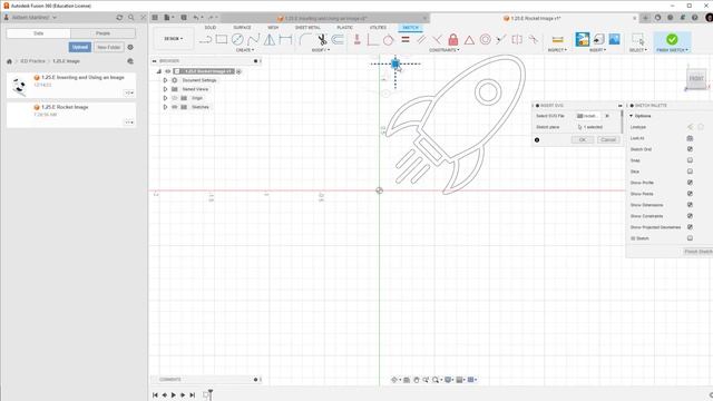 Rocket SVG image Fusion 360