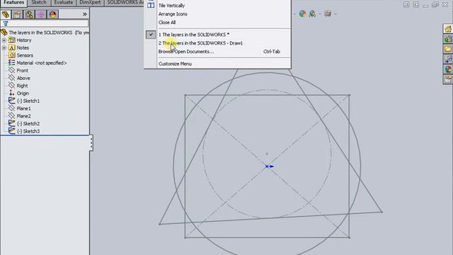 The layers in the SOLIDWORKS