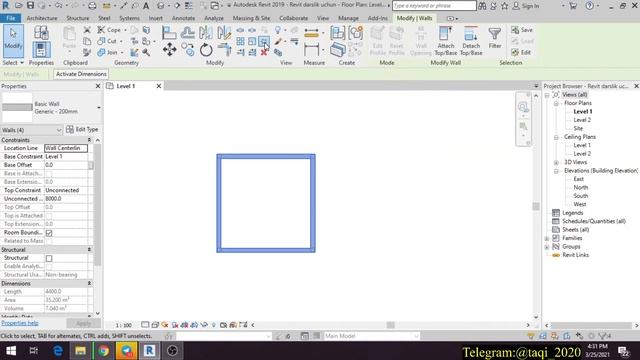 REVIT ARXITEKTURA. 15-DARS. MODIFY (SCALE, PIN AND DELETE)