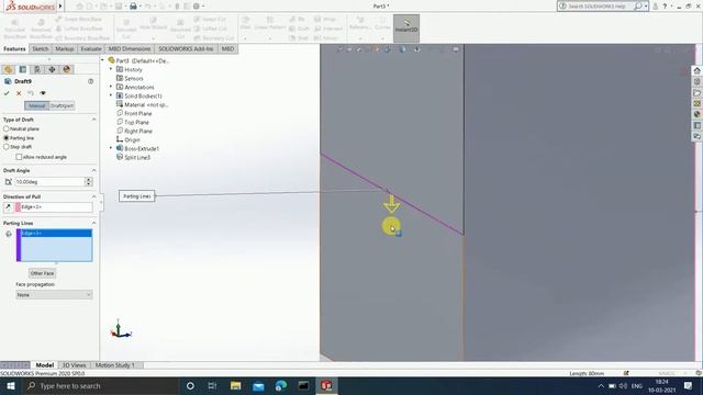 Draft feature in solidworks , How to use draft feature in solidworks 2020 .