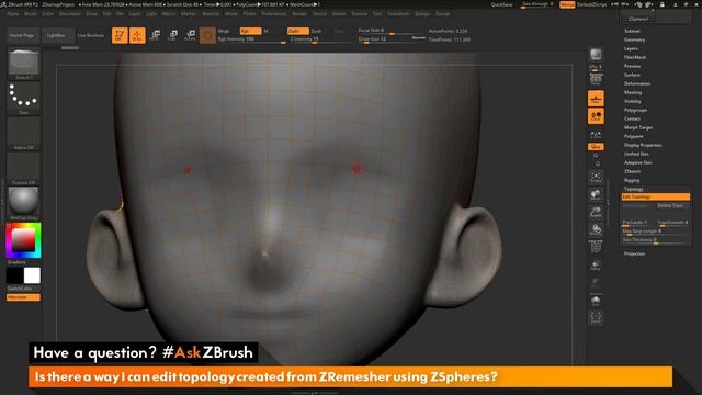 #AskZBrush: “Is there a way I can edit topology created from ZRemesher using ZSpheres?”