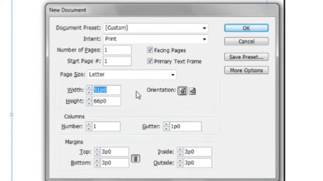 How to use the New Document in Indesign