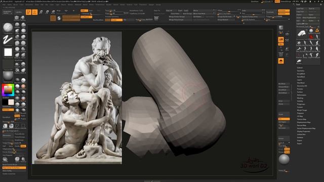 Sculpting Ugolino and His Sons by Jean-Baptiste Carpeaux using ZBrush 2018 - Part - 12